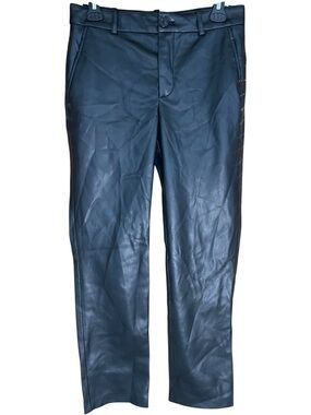 Zara Faux Leather Pleather Ankle Trousers Black